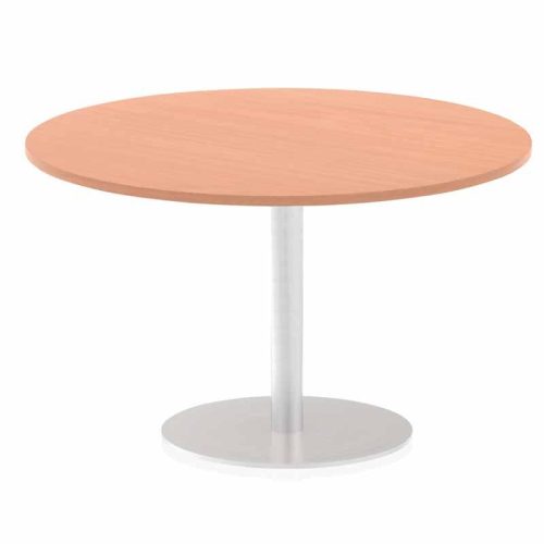 Beech round Henley Base Meeting Table with silver frame