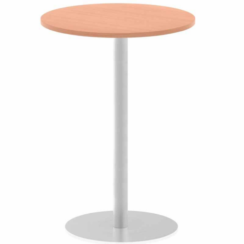 Beech Henley round poseur table with silver frame