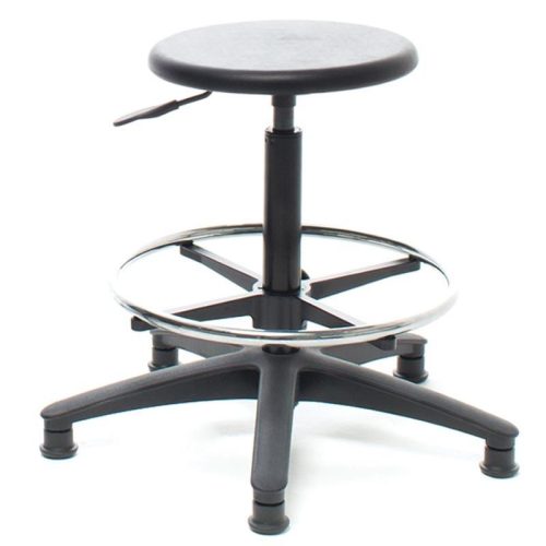 Black PU Industrial Round Stool