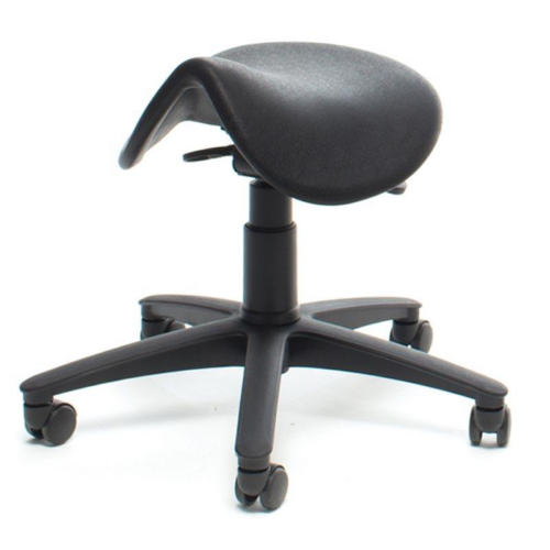 Black Industrial Saddle Stool