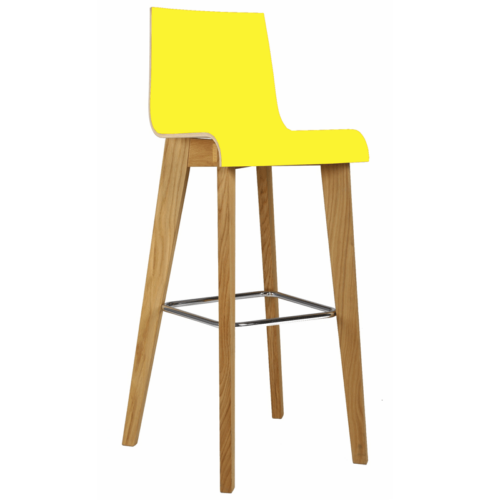 Jinx Wood Laminate Café Stool with Yellow Seat