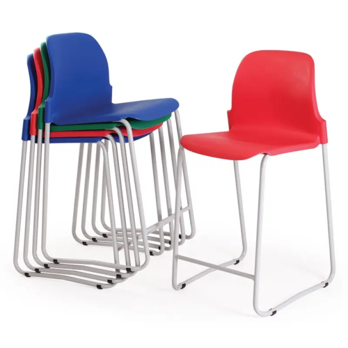 5 Blue, Red & Green Masterstack Stools with Skid base