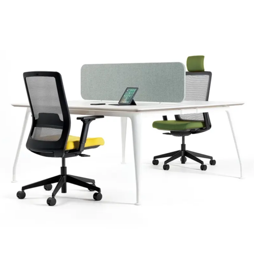 2 Verco Max Mesh Back Chairs at a desk