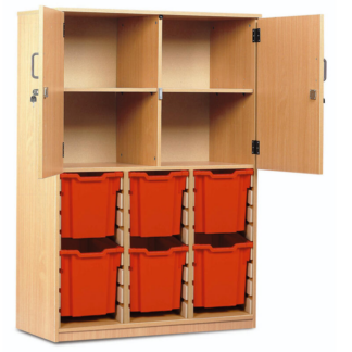 Monarch Combination Storage Cupboard with 6 tray compartments