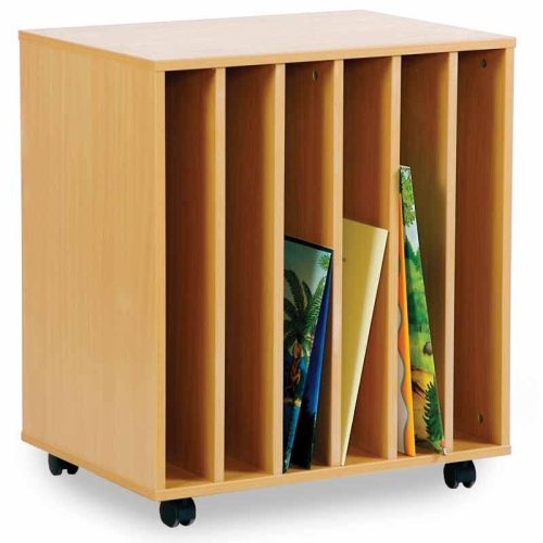 Wooden Book Storage with 6 Compartments