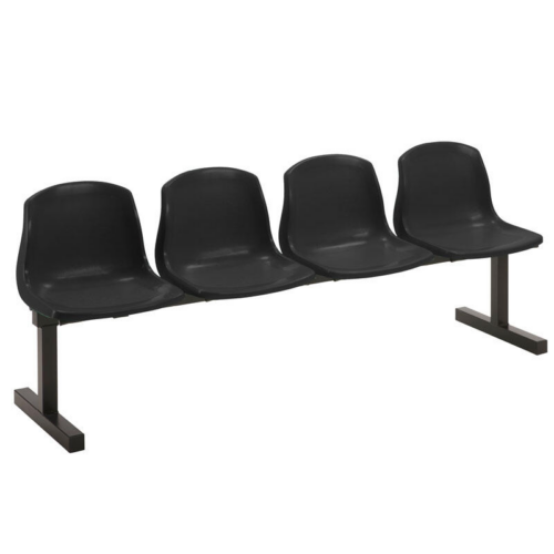 Mixbury 4 Seater Beam Seating Unit Black Seats Black Frame