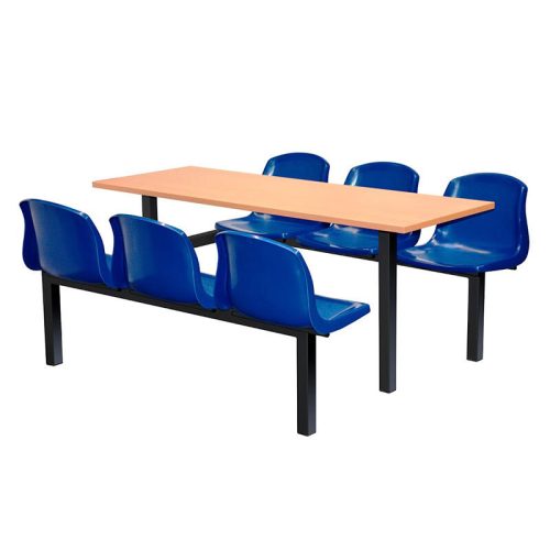 Mixbury 6 Seater Single Access with Beech Table Blue Seats and Black Frame
