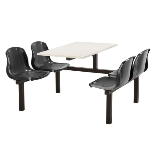 Mixbury 4 Seater Single Access Fast Food Unit with White Table Black Seats and Black Frame