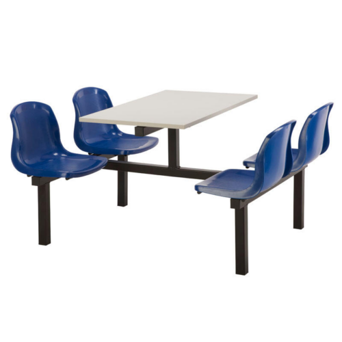 Mixbury 4 Seater Dual Access Fast Food Unit with White Table Blue Seats and Black Frame