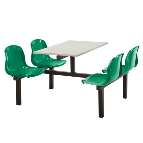 Mixbury 4 Seater Dual Access Fast Food Unit with White Table Green Seats and Black Frame