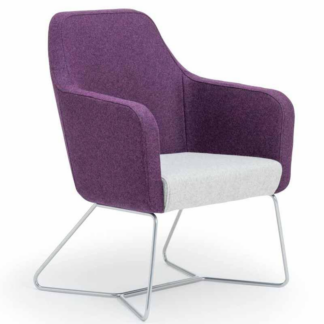 Purple Ocee Harc Tub Chair with Grey Seat on Skid Frame