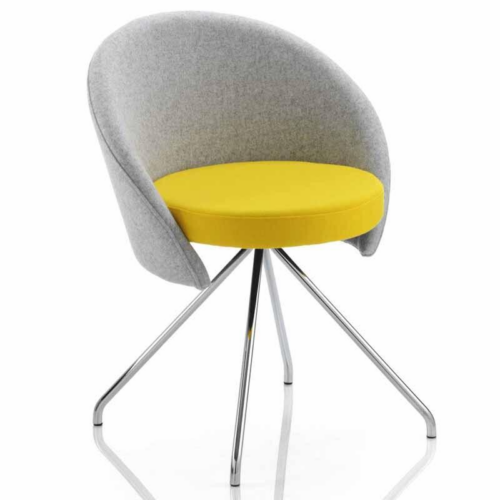 Grey Ocee Venus Chair with Yellow Seat & Metal Legs