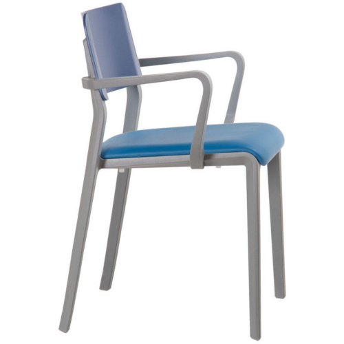 Grey Origin Mojo Armchair with blue seat and lilac back