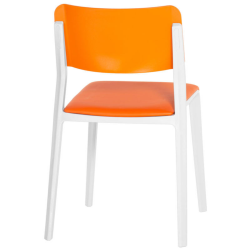 White Origin Mojo chair with orange seat and back