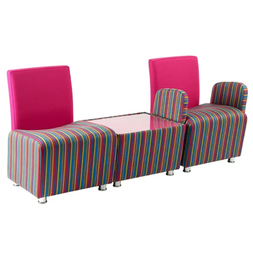 Striped Pisa Modular Chairs and Table with Pink Back