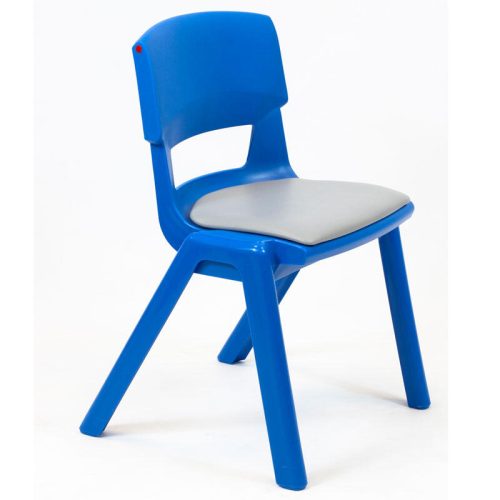 Ink Blue Postura Chair with Grey Faux Leather Seat Pad