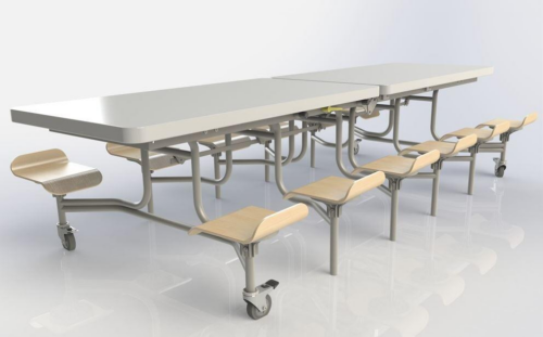 White Primo Folding Table with Lipped Seats