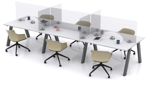 Desks with Glass Free Standing Screens