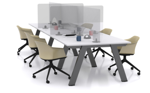 Desks with Glass Free Standing Screens