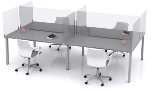 4 Desks with Glass Clamped Screens