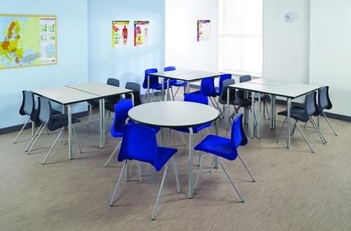 Classroom with Metalliform Reliance Tables and blue chairs