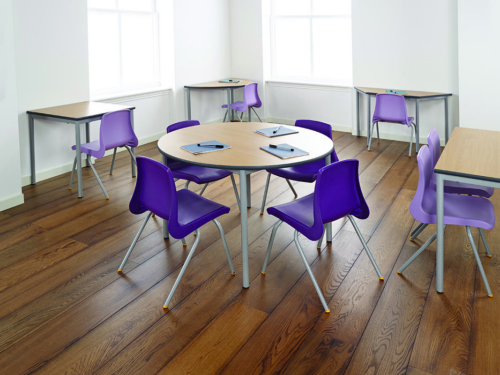 Metalliform RT32 Tables and Purple Chairs