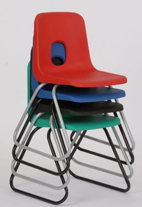 Stack of Hille Series E Skid Base Chairs