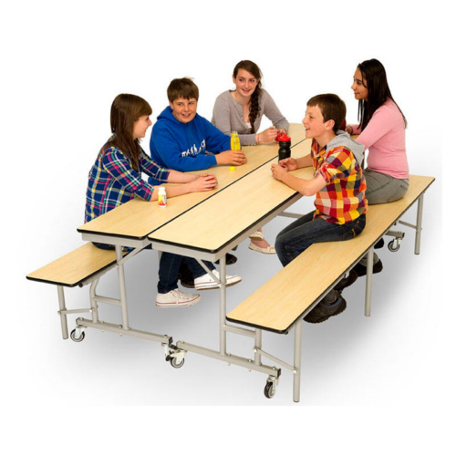 Students sitting at a Spaceright Folding Bench Unit