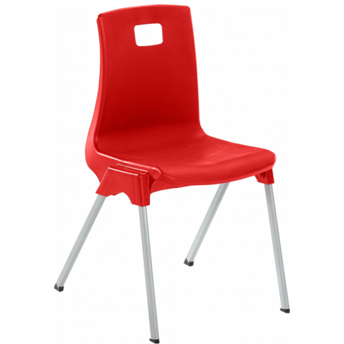 Red Metalliform ST Chair with Silver Frame