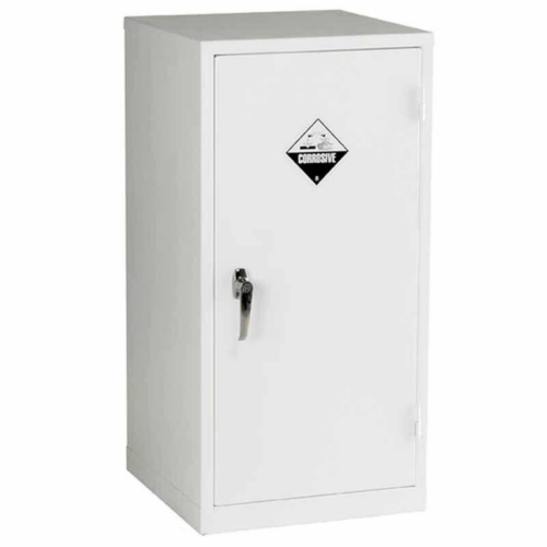 Closed White Acid Storage Cabinet