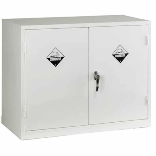 Closed White Acid Storage Cabinet