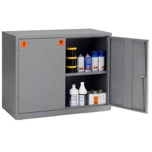 Open Grey COSHH Storage Cabinet