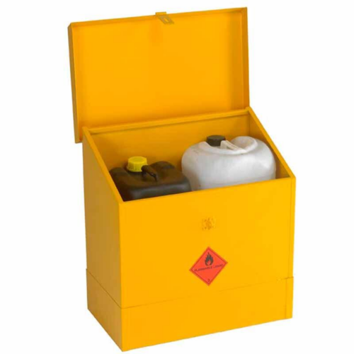 Open Yellow Flammable Liquid Storage Cabinet