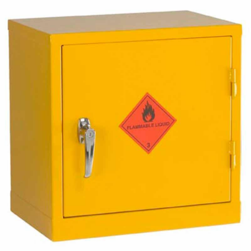 Closed Yellow Flammable Liquid Storage Cabinet