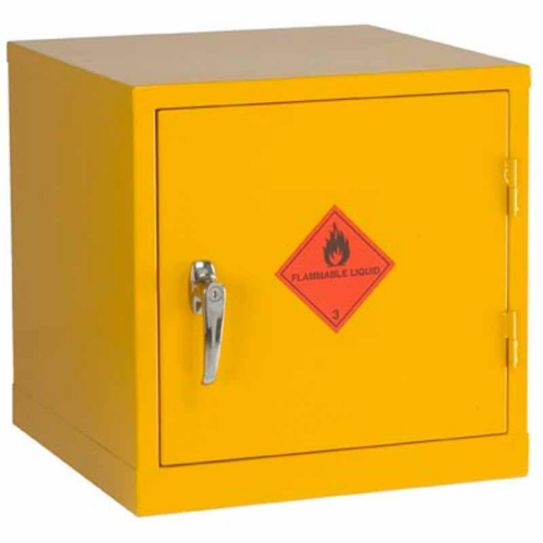 Closed Yellow Flammable Liquid Storage Cabinet