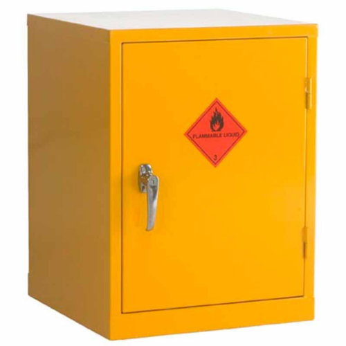 Closed Yellow Flammable Liquid Storage Cabinet