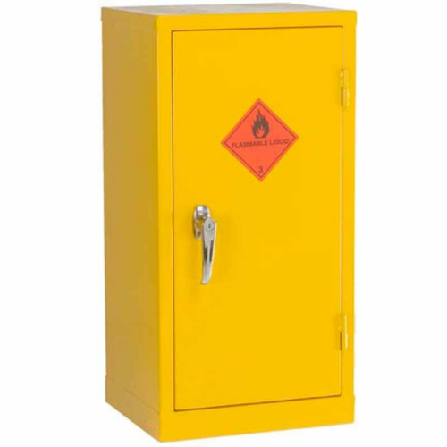 Closed Yellow Flammable Liquid Storage Cabinet