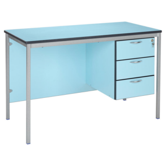 Blue Teachers Desk with Fully Welded Frame and Drawers