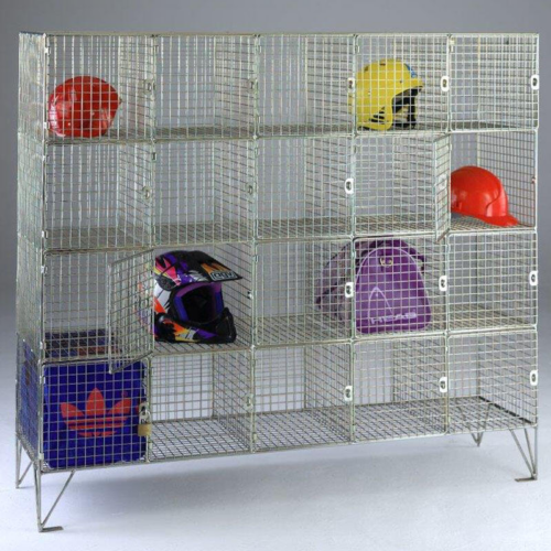 wire mesh lockers with 20 compartments with doors