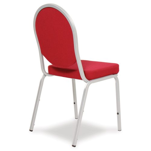 Red Consort Banquet Chair rear view with Silver Frame