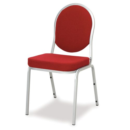 Red Consort Heavy Duty Stacking Banquet Chair with Silver Frame