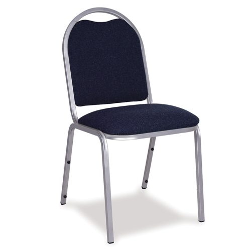 Black Coronet Heavy Duty Stacking Banquet Chair with Silver Frame