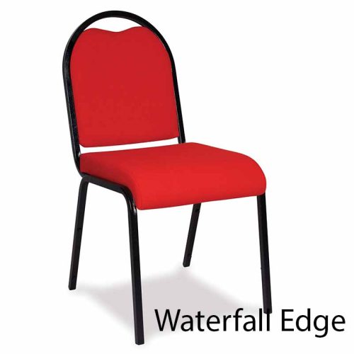 Red Coronet Heavy Duty Stacking Banquet Chair with Waterfall Edge and Black Frame