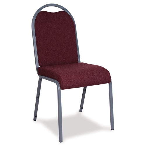 Wine Coronet High Back Heavy Duty Stacking Banquet Chair with Grey Frame