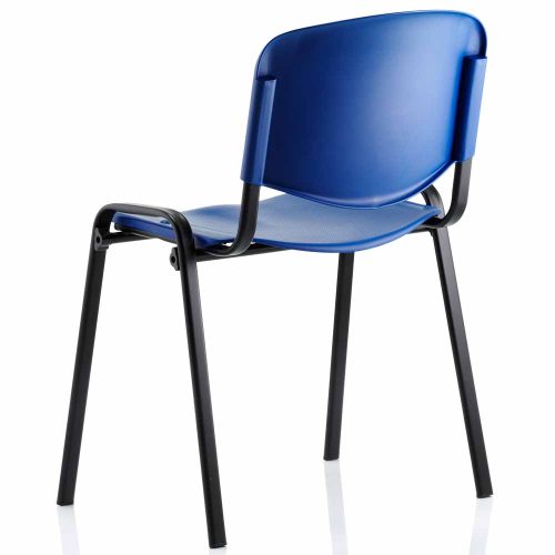 ISO Blue Plastic Chair with Black Frame rear view