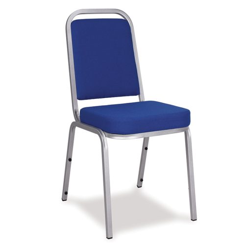 Blue Royal Heavy Duty Compact Stacking Banquet Chair with Silver Frame