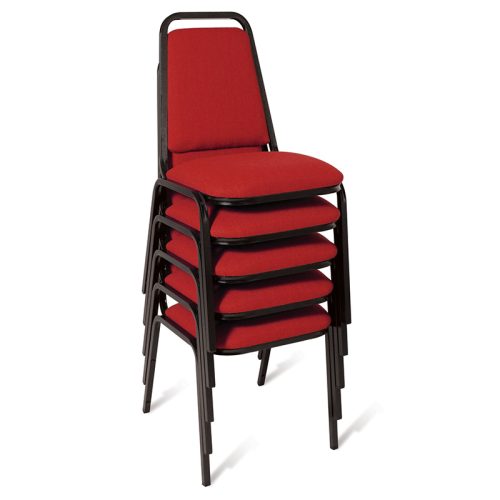 Stack of Red Royal Banquet Chairs with Black Frames