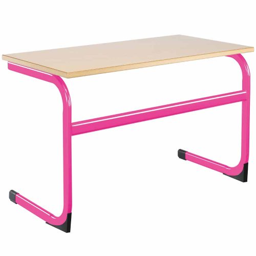 Euro Table with Pink Frame and Beech MDF Bullnose Top