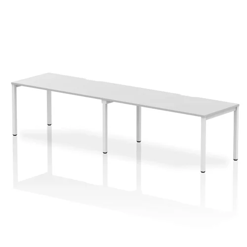 Evolve Plus 2 Person Single Row Office Bench Desk White Top White Frame