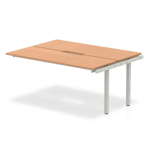 Evolve Plus Bench Desk 2 Person Back To Back Extension Beech Top Silver Frame